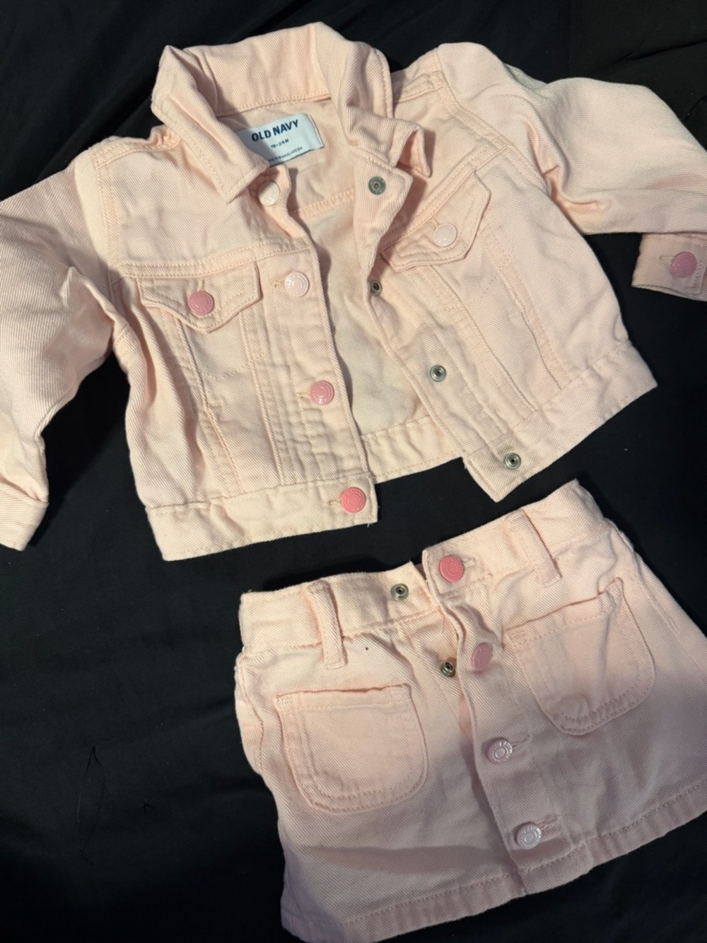 Old Navy Light Pink Girls' Denim Jacket and Skirt Set